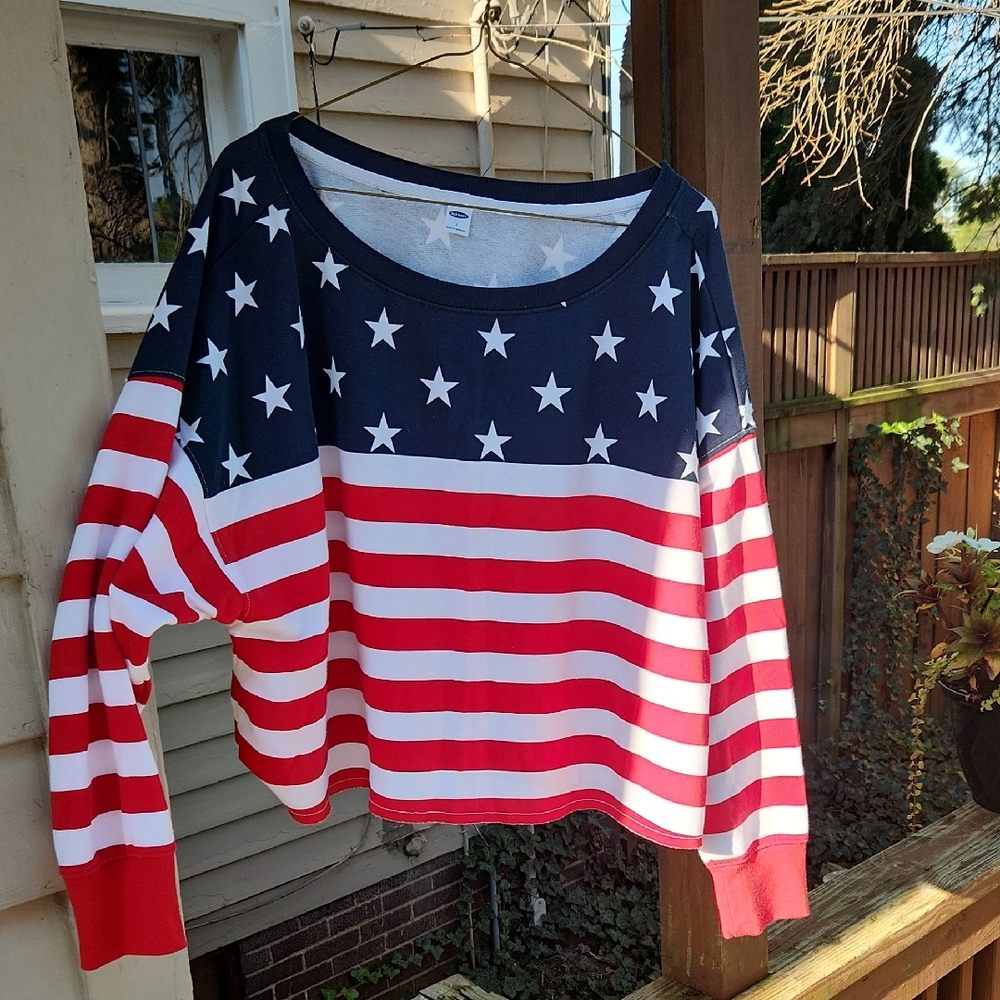 Old Navy Navy Blue and Red Stars & Stripes Sweatshirt